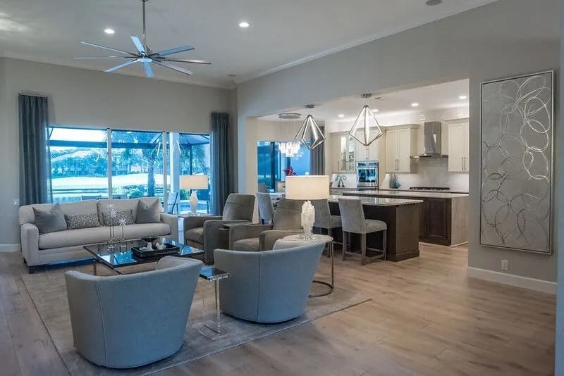 Home remodelling, spacious living space and kitchen space