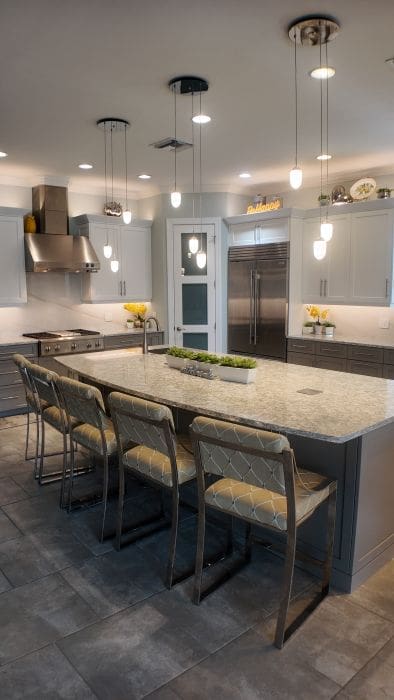 Kitchen area with newly installed countertops